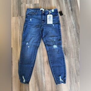 NWT RE Generation Jeans Womens 11/30  Distressed Skinny Ankle Blue Denim